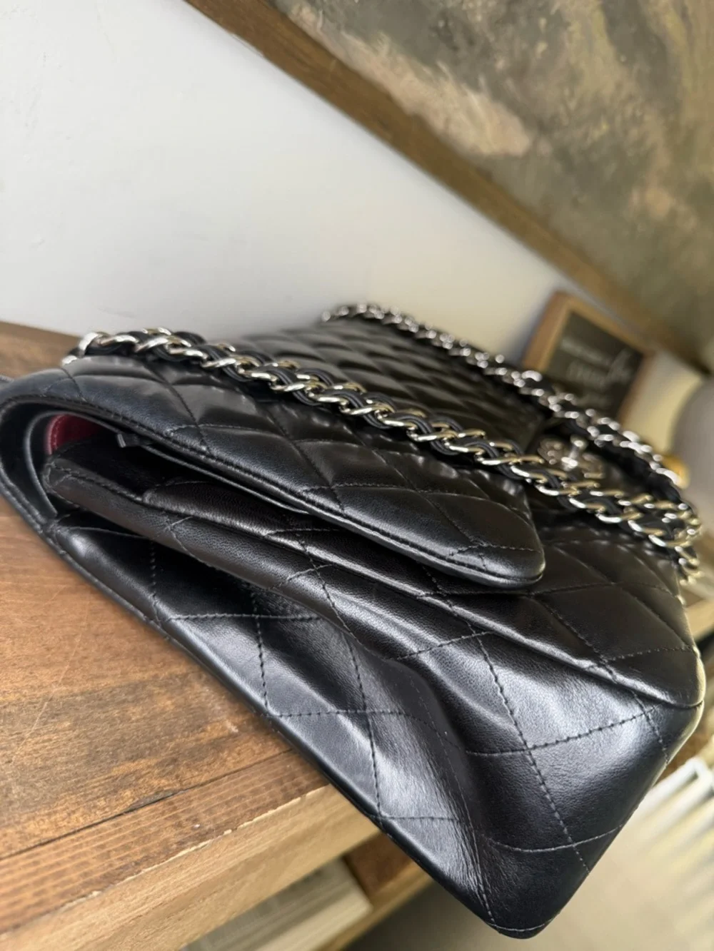 CHANEL MAXI Shoulder Bag with SILVER HARDWARE - Picture 7 of 14